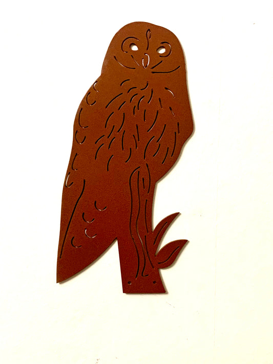 Metal Owl Garden Decor, Metal Owl Yard Art, Bird Sculpture Outdoor Decor, Painted Metal Owl Patio Decor, Gardener Gift