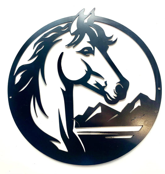 Horse Metal Sign, Mountain Horse Silhouette Art, Animal Wall Art, Western Metal Art, Farmhouse Wall Decor, Horse Lovers Gift