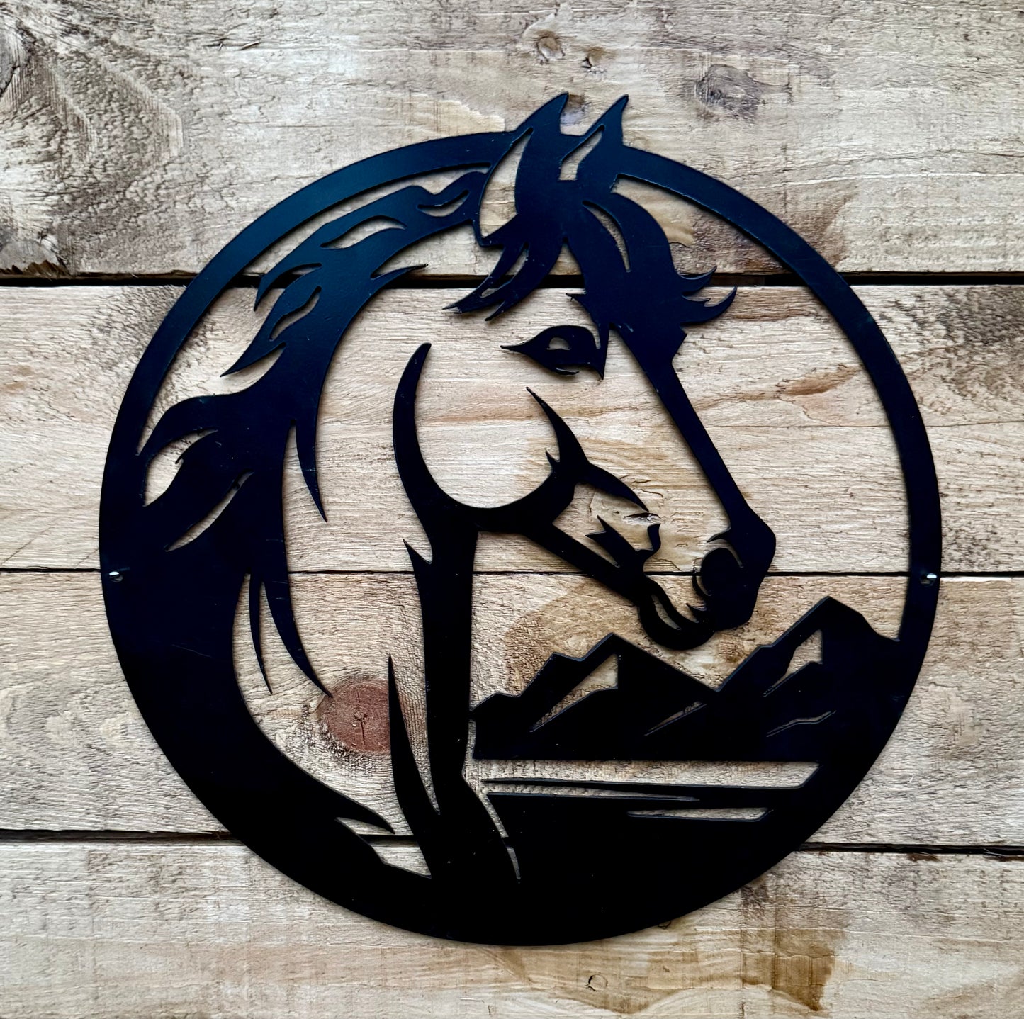 Horse Metal Sign, Mountain Horse Silhouette Art, Animal Wall Art, Western Metal Art, Farmhouse Wall Decor, Horse Lovers Gift