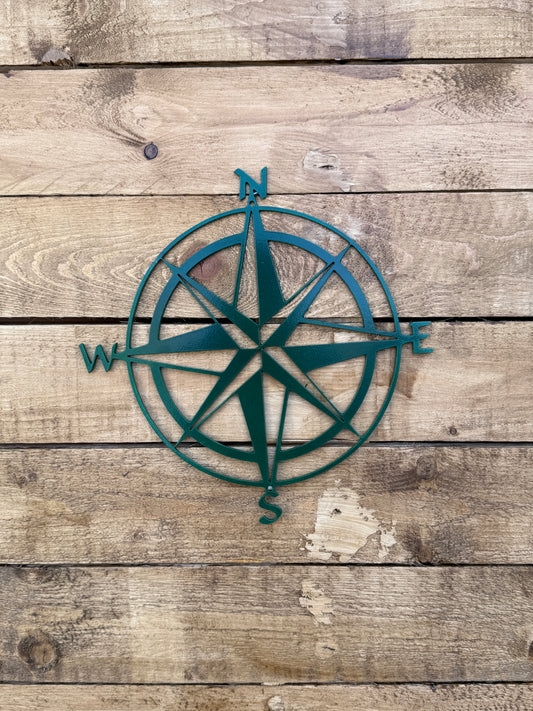 Dark green Metal Compass Rose Wall Decor