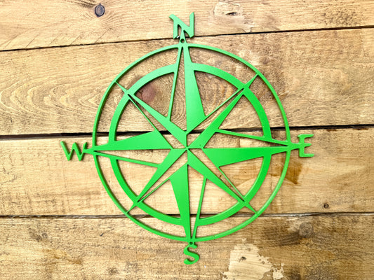 Green Metal Compass Rose Wall Decor