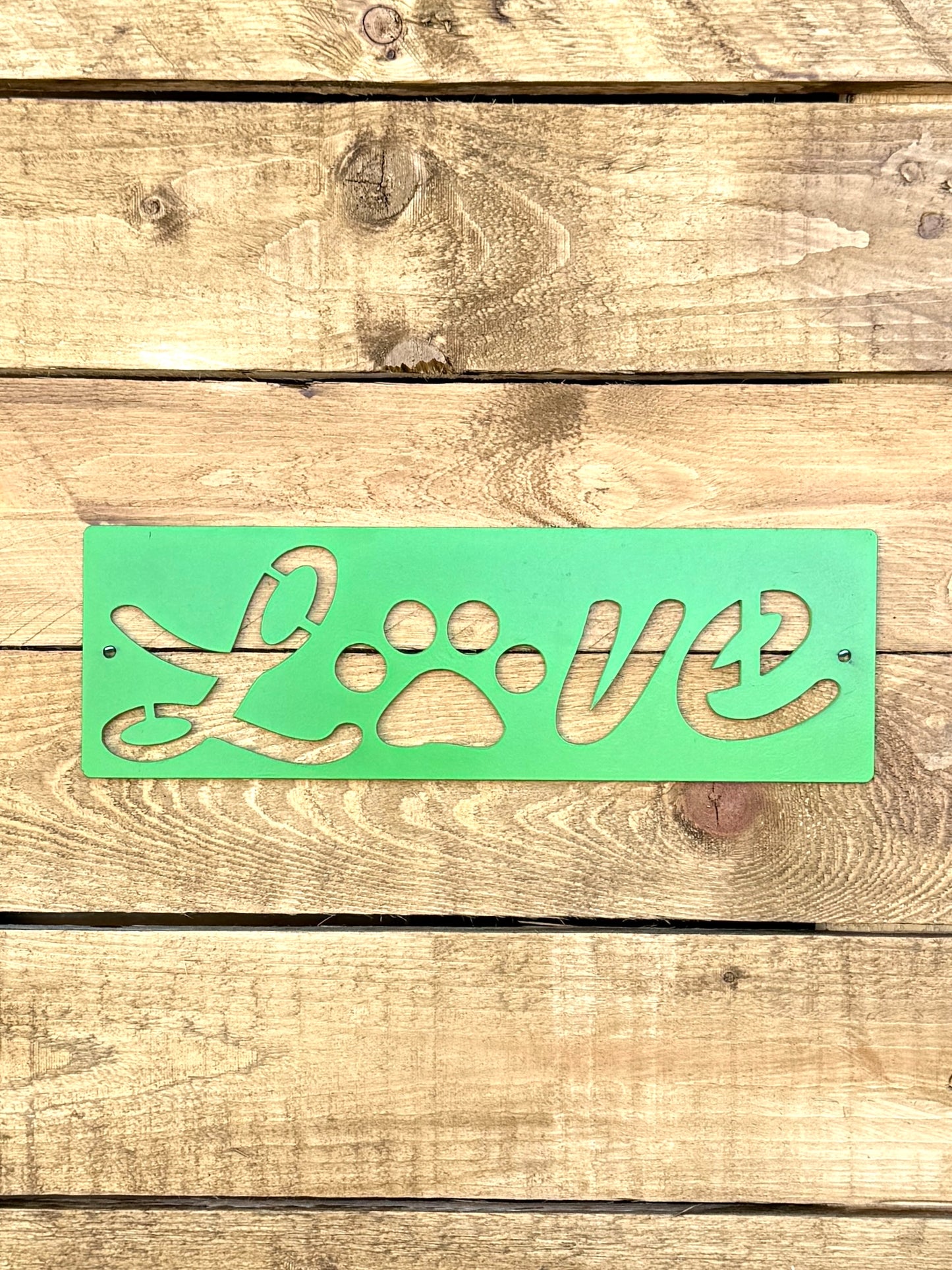 Love Sign Wall Art, Metal Paw Wall Art, Metal Love Artwork, Metal Sign Indoor and Outdoor Decor, Metal Dog Paw Sign