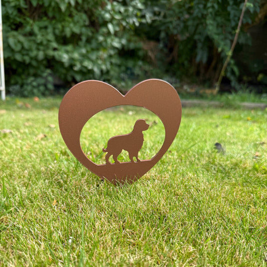 Springer spaniel love heart with stake for ground